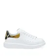 Alexander Mcqueen White Oversize Sneakers With Snake Print On The Heel In Leather Man