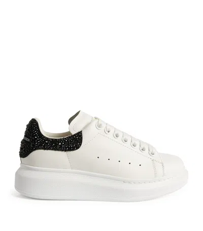 Alexander Mcqueen Crystal-embellished Leather Exaggerated-sole Sneakers In White