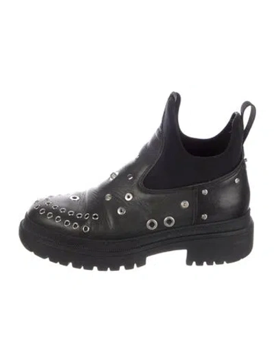 Pre-owned Alexander Mcqueen Leather Patterned Combat Boots In Blue