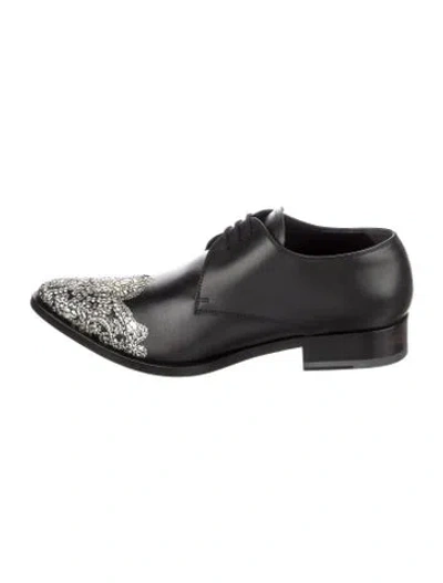 Pre-owned Alexander Mcqueen Leather Patterned Oxfords In Black