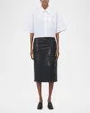 Alexander Mcqueen Leather Pencil Skirt In Black