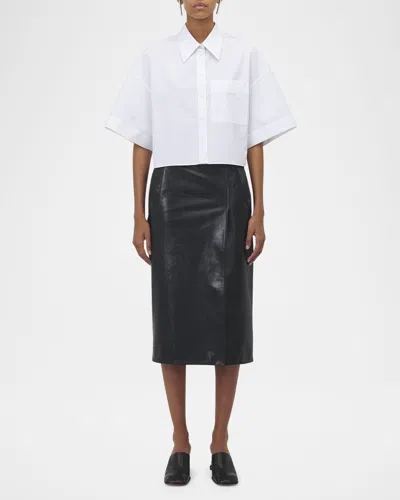 ALEXANDER MCQUEEN LEATHER PENCIL SKIRT