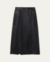 Alexander Mcqueen Leather Midi Pencil Skirt In Black
