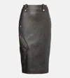 Alexander Mcqueen Antiqued Leather Pencil Skirt In Brown