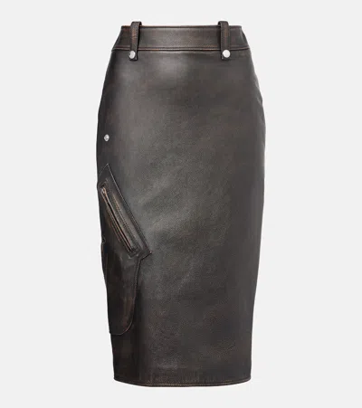 ALEXANDER MCQUEEN LEATHER PENCIL SKIRT