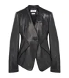Alexander Mcqueen Leather Peplum Jacket In Black