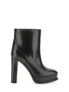 Alexander Mcqueen Leather Platform Ankle Boot - Pull Up, Round Toe In Black