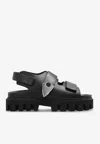 Alexander Mcqueen Leather Dual-grip Platform Sandals In Black