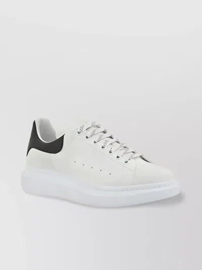 Alexander Mcqueen Leather Platform Sneakers With Round Toe And Contrasting Heel Tab