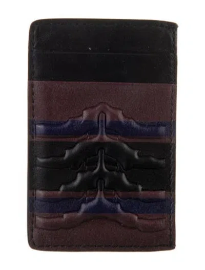 Pre-owned Alexander Mcqueen Leather Printed Card Holder In Black