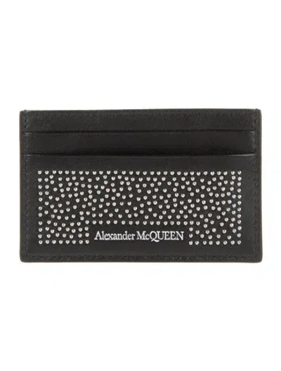 Pre-owned Alexander Mcqueen Leather Printed Card Holder In Black
