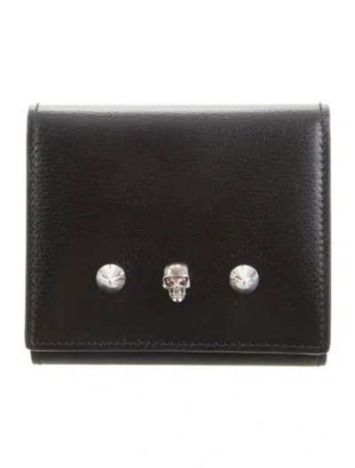 Pre-owned Alexander Mcqueen Leather Printed Wallet In Black