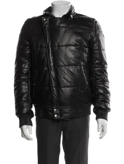 Pre-owned Alexander Mcqueen Leather Puffer Coat In Black
