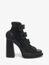 Alexander Mcqueen Caged 120 Leather Platform Sandals In Black