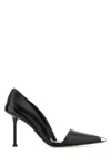 Alexander Mcqueen Pointed Stiletto Pumps In Smooth Leather In Blackblacksilver
