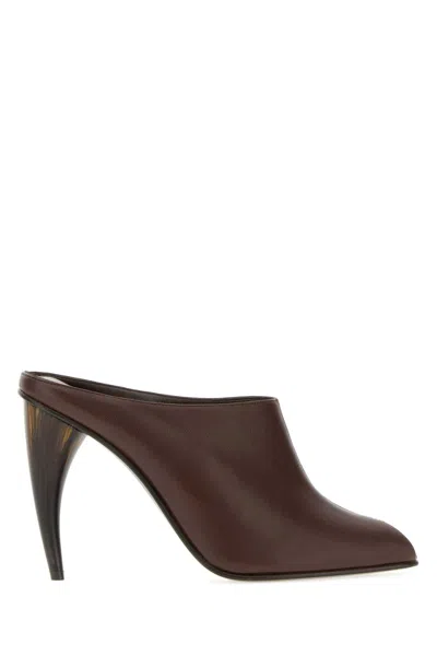 Alexander Mcqueen Leather Pumps With 10.5 Cm Heel In Burgundy