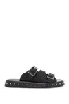 Alexander Mcqueen Leather Punk Slides For Ed In Black
