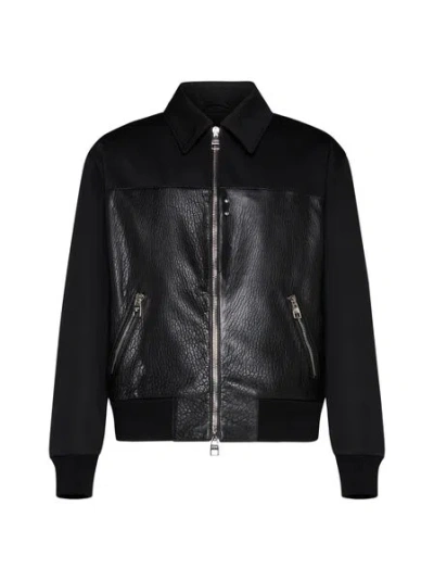 ALEXANDER MCQUEEN ALEXANDER MCQUEEN LEATHER RAFFIA CONTRASTED BOMBER JACKET.