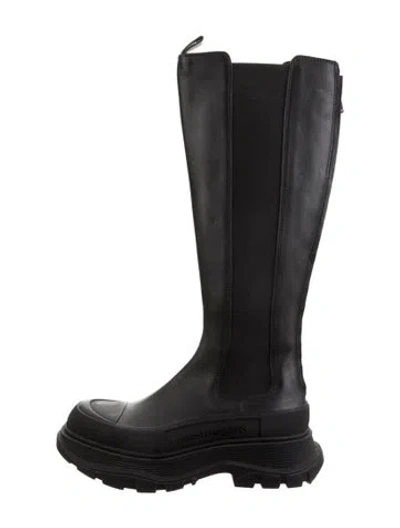 Pre-owned Alexander Mcqueen Leather Rain Boots In Black
