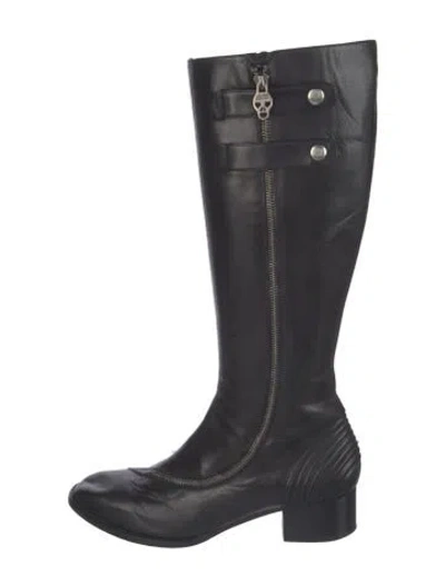 Pre-owned Alexander Mcqueen Leather Riding Boots In Black