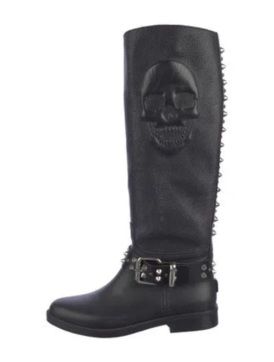 Pre-owned Alexander Mcqueen Leather Riding Boots In Black