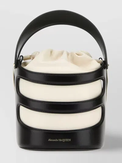 Alexander Mcqueen Rise Leather Bucket Bag In Black