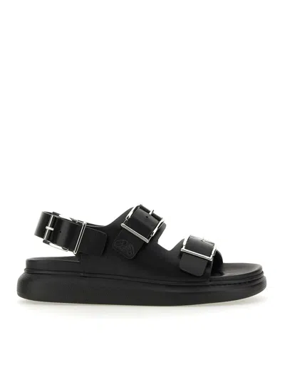 Alexander Mcqueen Leather Sandal In Black