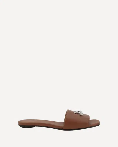 Alexander Mcqueen Leather Sandals In Siena/silver