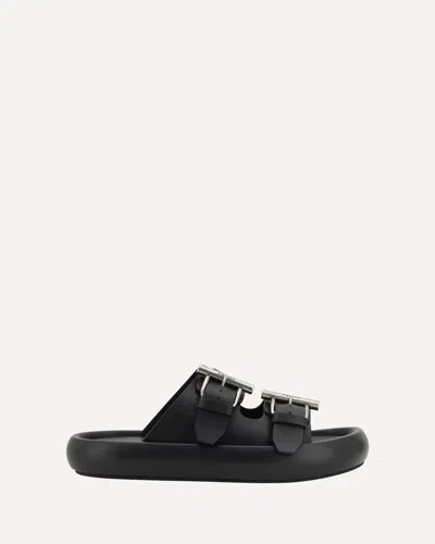 Alexander Mcqueen Leather Sandals In Black/silver