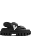 Alexander Mcqueen Embellished Leather Platform Sandals In Black