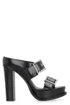 Alexander Mcqueen Black Platform Buckle Heeled Sandals In Black