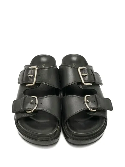 Pre-owned Alexander Mcqueen Leather Sandals In Black