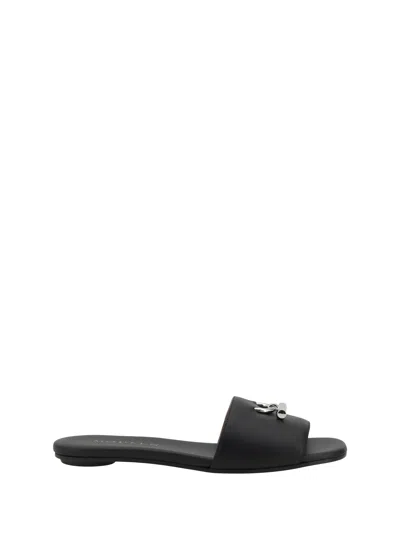 Alexander Mcqueen Flat Sandals  Woman Color Black In Silver/black/silver