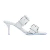 Alexander Mcqueen 75mm Buckled Leather Sandals In Blue