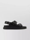 ALEXANDER MCQUEEN LEATHER SANDALS WITH FLAT SOLE AND OPEN TOE