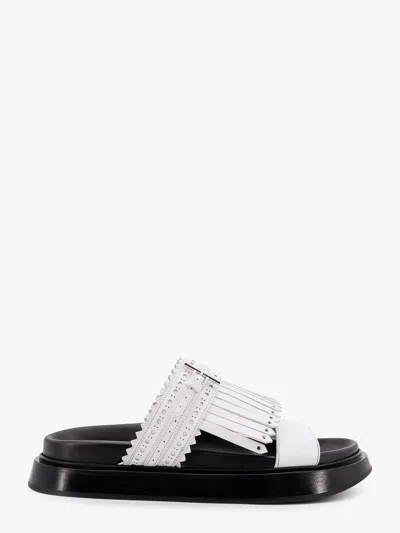 ALEXANDER MCQUEEN LEATHER SANDALS WITH LEATHER FRINGE