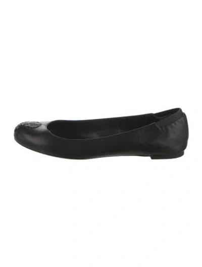 Pre-owned Alexander Mcqueen Leather Sequin Embellishments Ballet Flats In Black