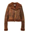 Alexander Mcqueen Leather Shearling Aviator Jacket In Brown