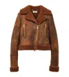 Alexander Mcqueen Leather Shearling Aviator Jacket In Brown