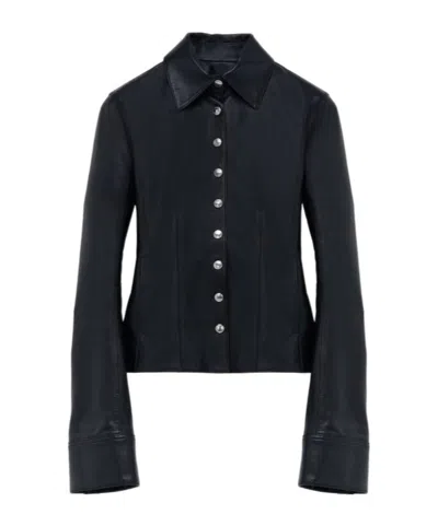 Alexander Mcqueen Leather Shirt In Black