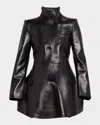 Alexander Mcqueen Leather Single-breasted Cutaway Jacket In Black