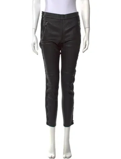 Pre-owned Alexander Mcqueen Leather Skinny Leg Pants In Black