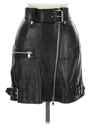 Pre-owned Alexander Mcqueen Leather Skirt In Black