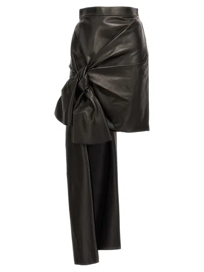 ALEXANDER MCQUEEN LEATHER SKIRT WITH MAXI BOW
