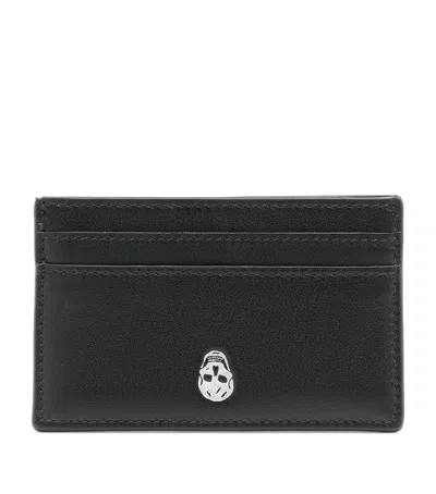 Alexander Mcqueen Leather Skull Card Holder In Black