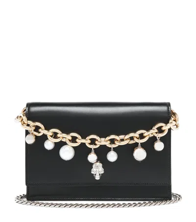 Alexander Mcqueen Leather Skull Cross-body Bag In Black