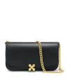Alexander Mcqueen Leather Skull Flower Shoulder Bag In Black