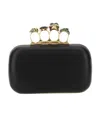 Alexander Mcqueen Skull Four Ring Embellished Clutch In Black