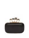 Alexander Mcqueen Skull Four Ring Embellished Clutch In Schwarz