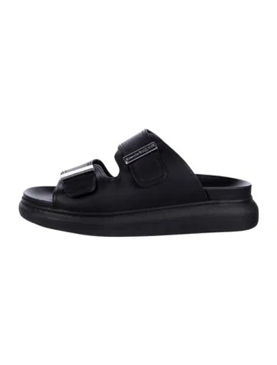 Pre-owned Alexander Mcqueen Leather Slides In Black